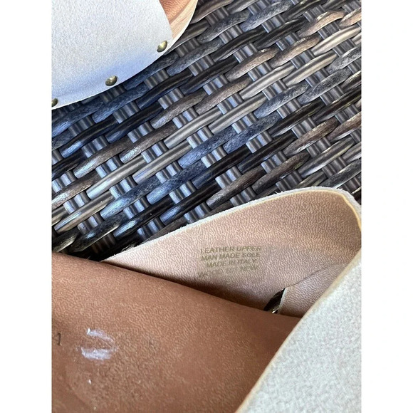 Donna Toscana Italy Womens Size‎ 9 Shoes Beige Suede Slides Wood Sandals New - Picture 4 of 6